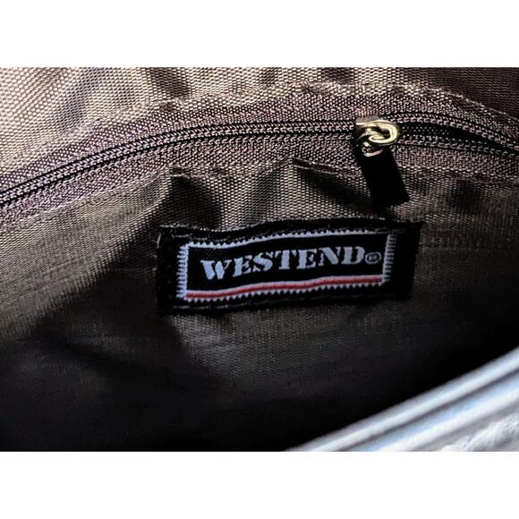 NEW Westend Crossbody Bag Black Vegan Faux Leather Snap Flap Wide Strap - Picture 7 of 10